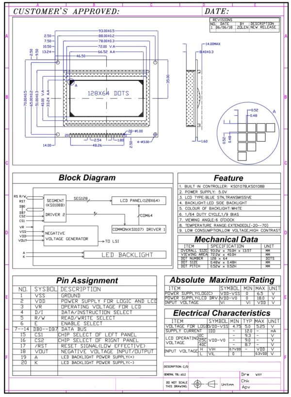 128x64 LCD Graphic Display Module Arduino datasheet