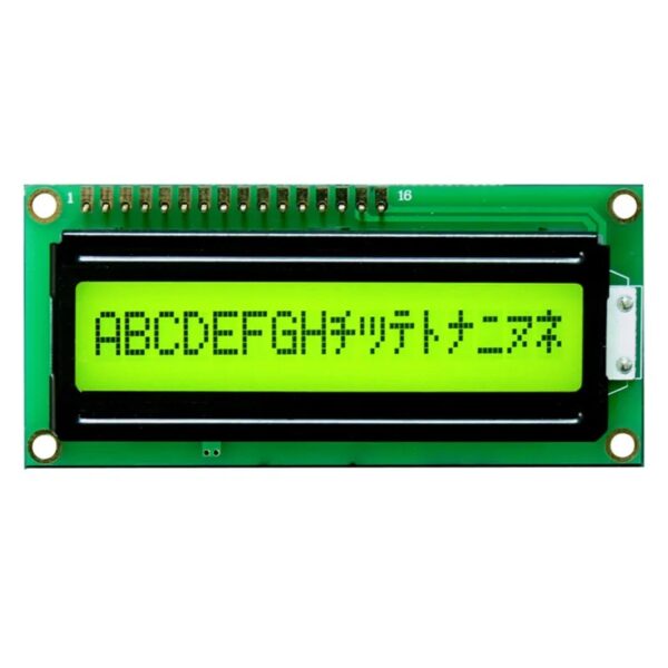 16x1 LCD Display Factory offers 6800, SPI, I2C Character LCDs yellow green backlight black text