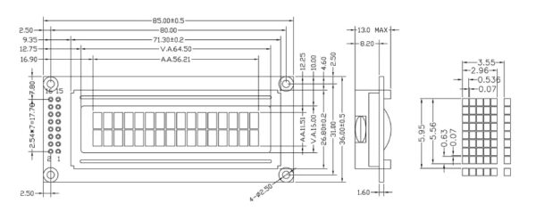 16x2 LCD Display Price of China Factory, Character LCD Module 16 Pins datasheet 2