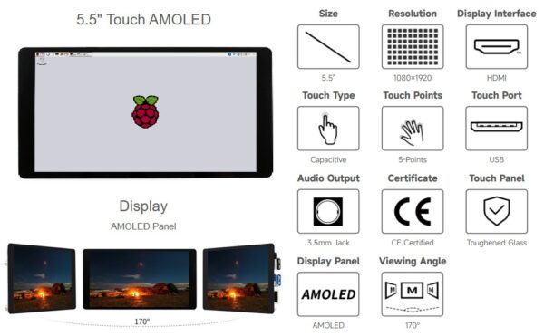 5.5 inch AMOLED Display with Touchscreen, 1080×1920 features